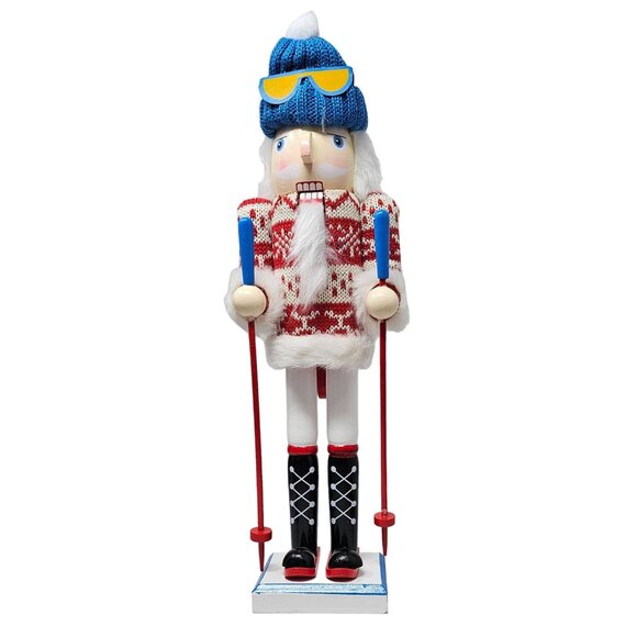 Skiing Skier Ski Snowflake Sweater Festive 15" Christmas Nutcracker - Picture 5 of 5
